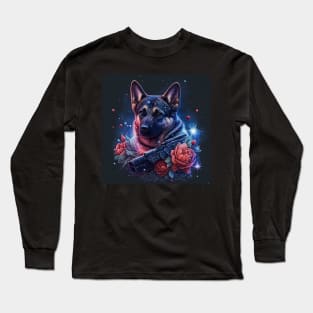 German Shepherd With A Gun Long Sleeve T-Shirt